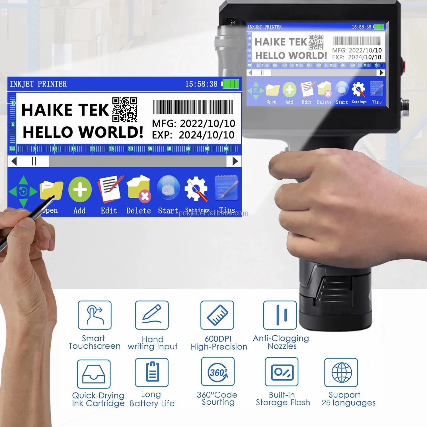 Intelligent Industrial Handheld Inkjet Printer High Speed Digital Coding Machines Dtf Printer for Bag Bottle Paper Clothes Ce