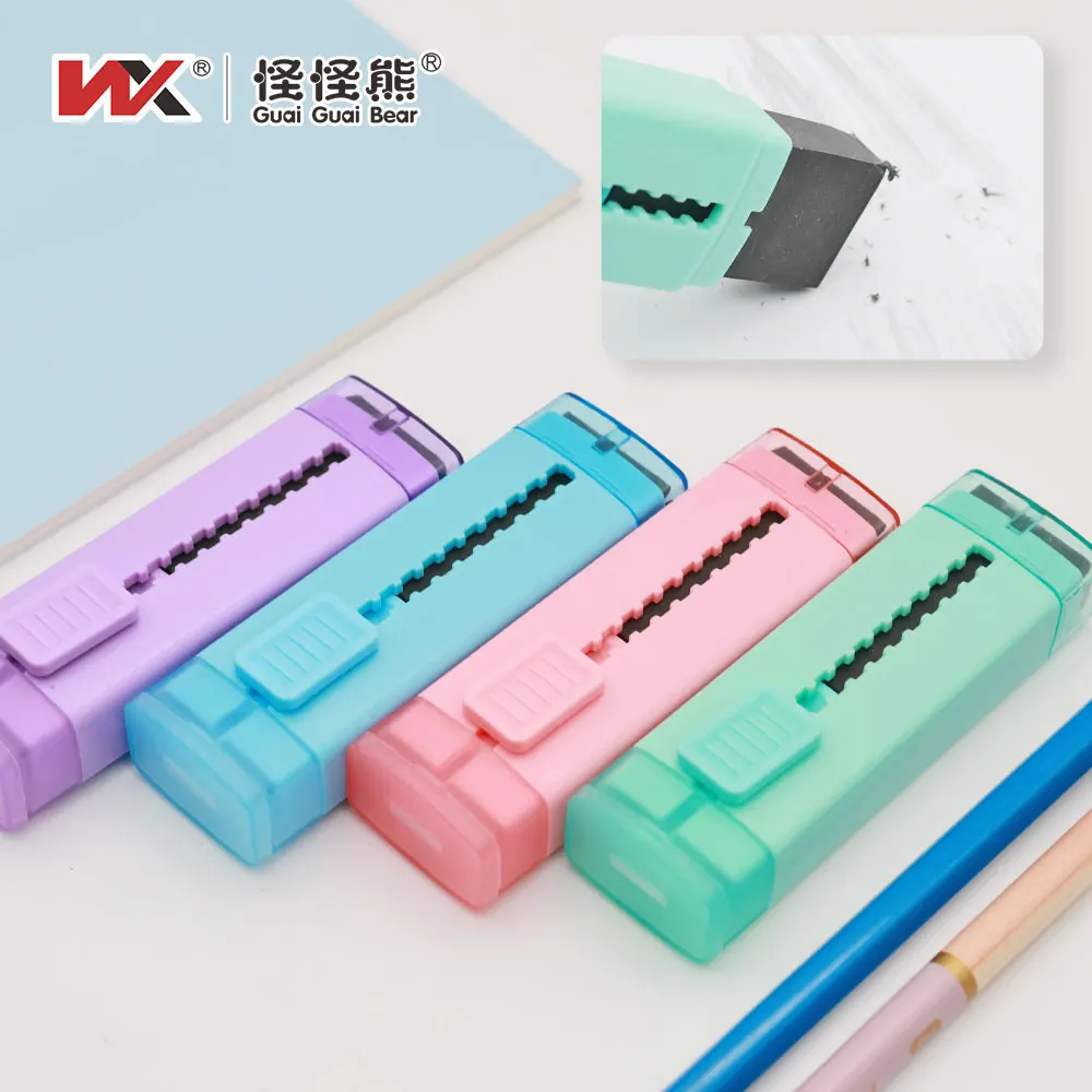 2023 Push magnetic chip crumb eraser pencil erasers Black PVC eraser rubber stationery school  for Wholesale kids stationery