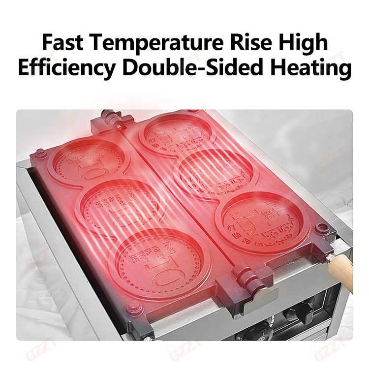 Electric Crispy Cheese Waffle Maker 3 4 Pieces Commerical Coin Waffle Maker Machine Gas Custom Korean Japanese Round Wafer Maker