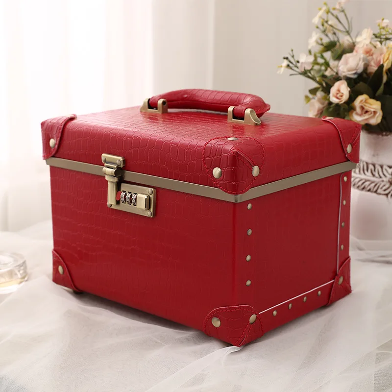 High Quality Handmade Make-up Case Cosmetic Storage Box Beauty Storage Box OEM PU Leather Handmade Case for Products National
