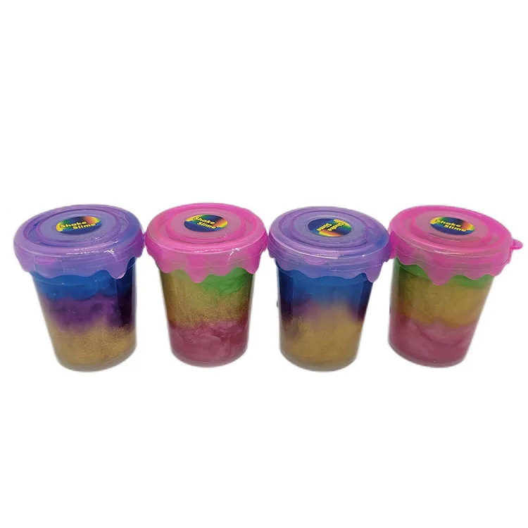 Hot sale round cup foam slime scented crystal mud slime glue 7*6cm colorful slime for kids gift