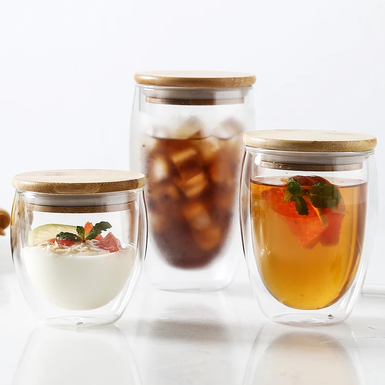 250 мл двойная настенная стеклянная кружка с крышкой, изолированная боросиликатная чашка, чашка для путешествий, стеклянная чашка для кофе, чая, напитков