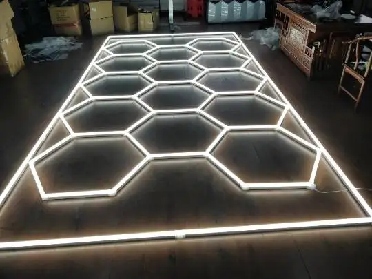 110 volt Cordless 8ft*16ft LED car detailing light for workshop customized LED hexagonal light
