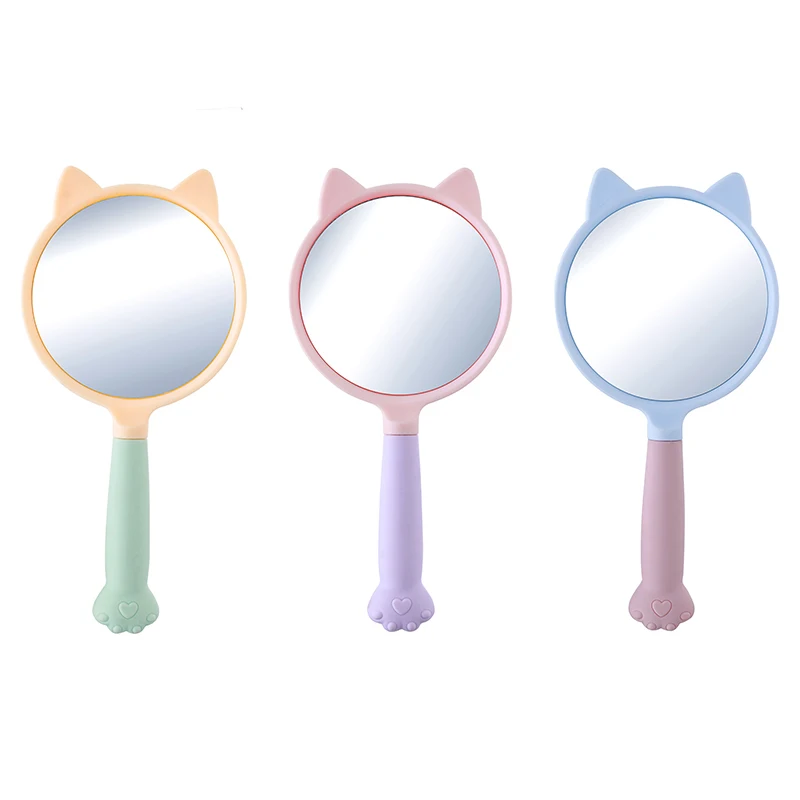 2022 OEM Creative Cartoon Cat Claw Pattern Handle Makeup Mirror Portable Pocket Beauty Tool Cosmetic Mirror Travel Makeup Mirror
