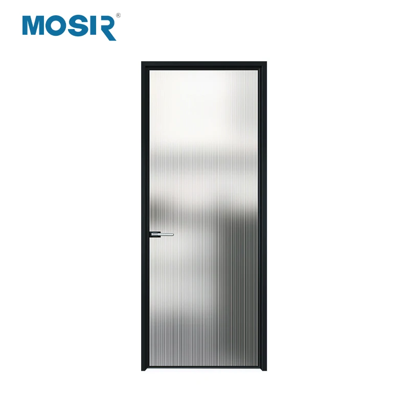 Toilet Door Interior Decoration Quality Assurance Bathroom Flat Aluminum French Patio Swing Door Aluminum Profile Doors Glass