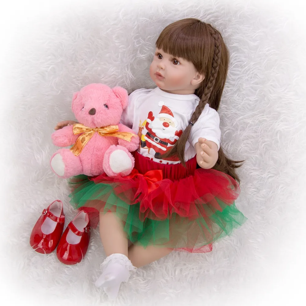 
60 cm Princess Cloth Body Reborn Dolls Wear Christmas Dress for Kids Xmas Gifts 