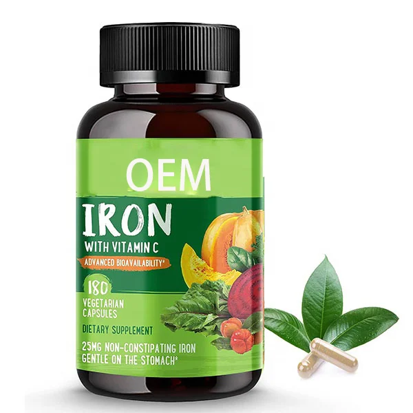 OEM Natural Iron Good Efficiency Iron Supplement Vegan Iron Supplement with Vitamin C Capsules for Red Blood Cell Support