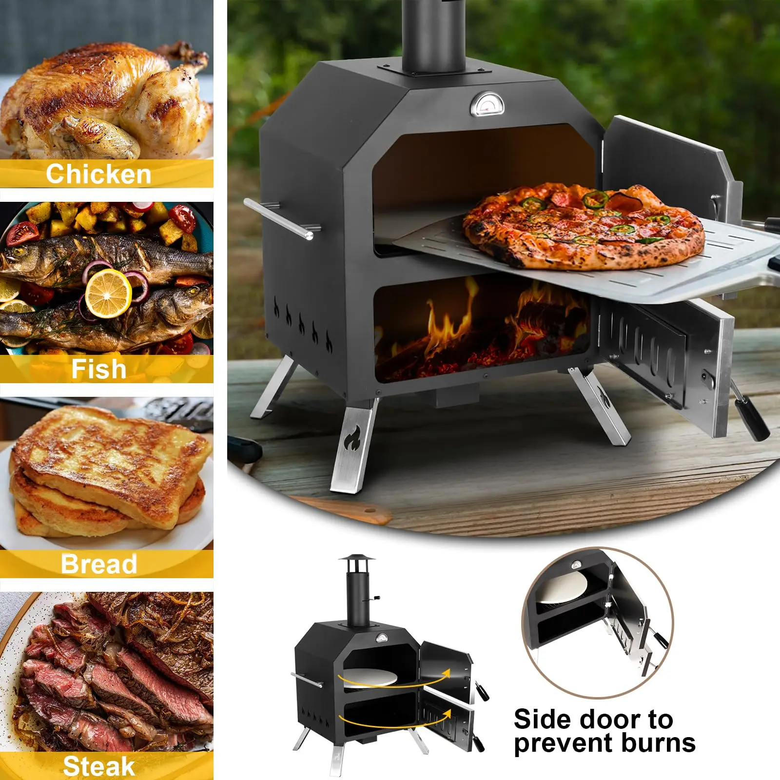 Indoor Portable Pizza Oven Charcoal Woodfire Wood Fired Mini Pizza Oven