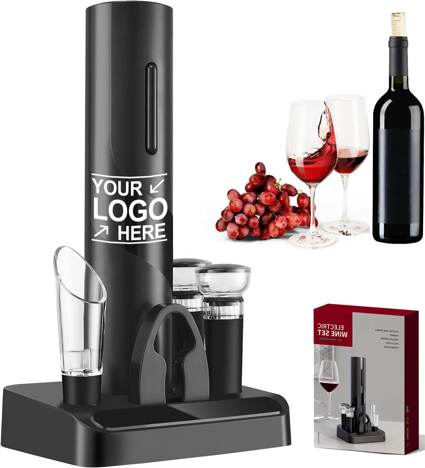 Custom Automatic Multifunctional USB Rechargeable Electric Wine Bottle Opener With Logo Hot Sale Automatic Wine Bottle Opener