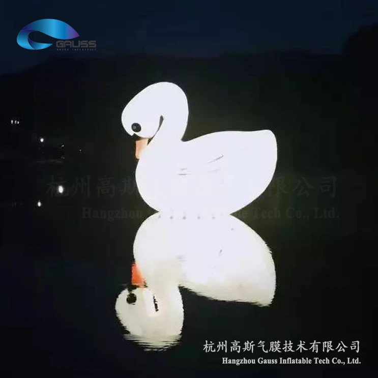 For Advertising and Attracting Customers Inflatable 6M White Swan Float with LED Lights for Pool, Beach, and Lake