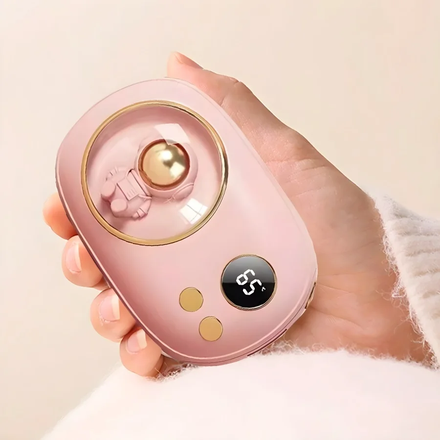 2 In 1 Mini Cute Astronaut Portable USB Charging Electric Warmer Heater With Display Power Bank For Hand Home Office Winter Gift
