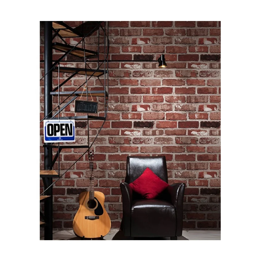 Restaurant Interior Wall Paper Brick Wallpaper 3D Rolls