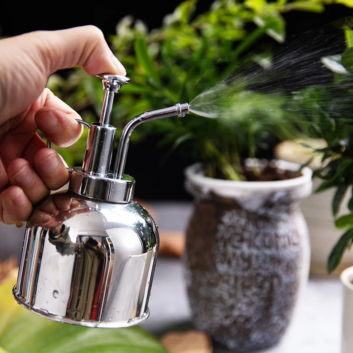 Stainless Steel Water Watering Can Retro Brass Gold Small Mini Fleshy Watering Can Spray Bottle