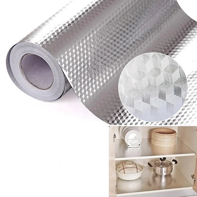 Kitchen wallpaper stickers hot selling designs self adhesive aluminum foil PVC wallpaper for kitchen