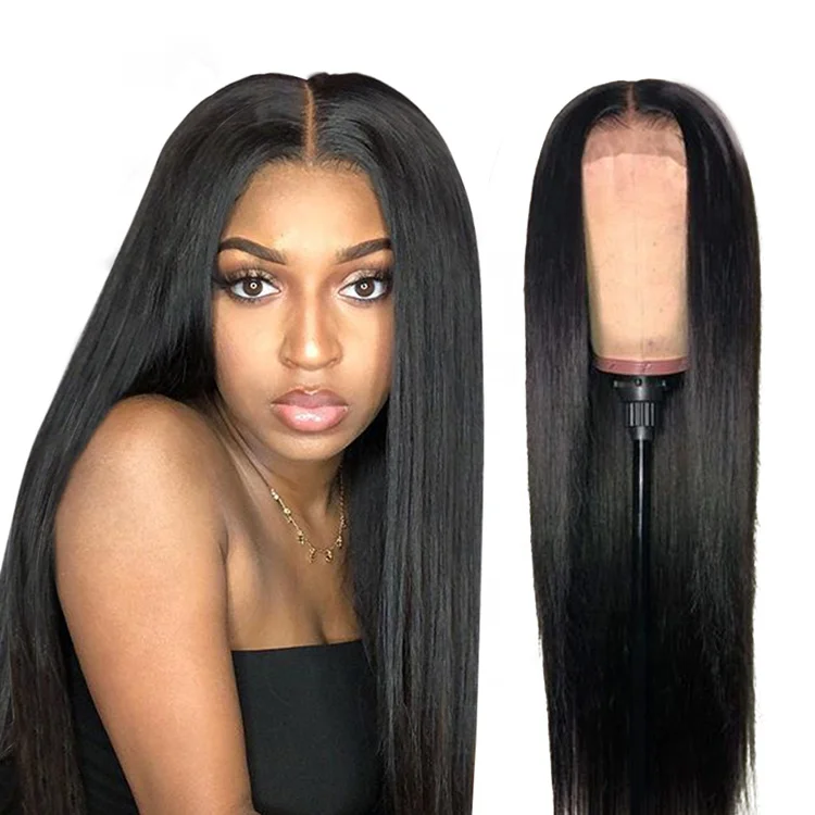 
Alisa Hair Long Straight Human Hair 150% Natural Black Color Lace Front Wig with Baby Hair 