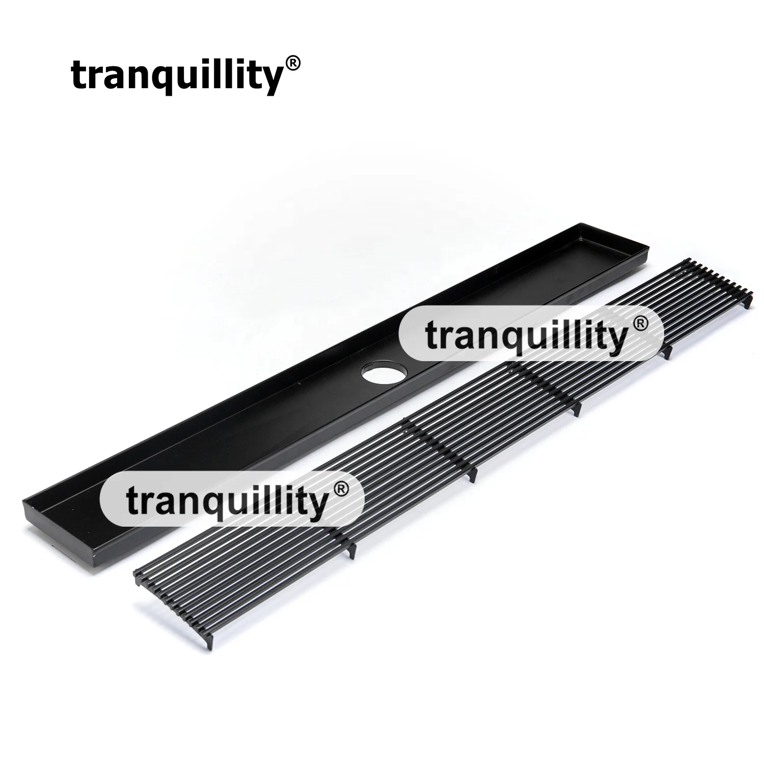 Matte Black Floor Drain Wedge Wire Shower Drain Bathroom Linear Channel Stainless Steel Drain Grate