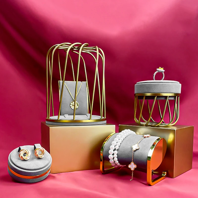 Multifunctional jewelry display props gray microfiber necklace jewelry display jewelry bust form ring holder custom