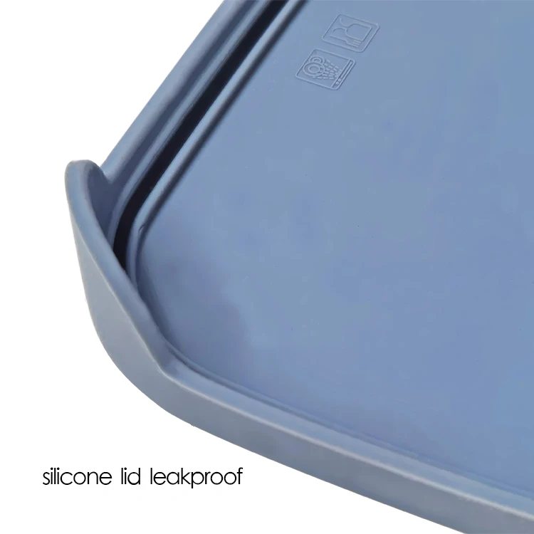 
Food container with silicone lid leakproof stainless Steel food flask Lunch Box 