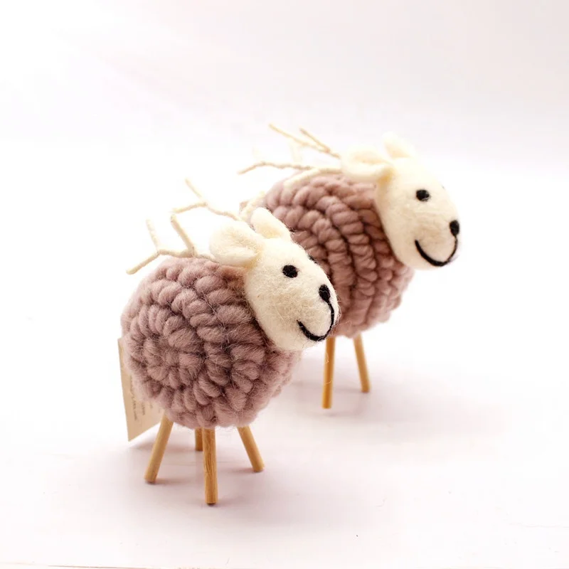 
New design Christmas gift wool Felt sheep/reindeer Christmas HangingTree decoration 