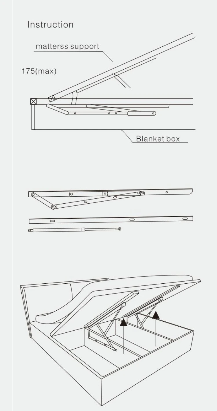 Metal Murphy Adjustable Lift Up Folding Storage Sofa Bed Gas Spring Hinge Lifting Mechanism