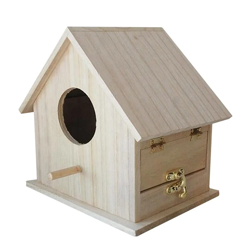 
Custom eco-friendly new unfinished wood bird house,handmade hanging recycle wood craft bird nest breeding box 