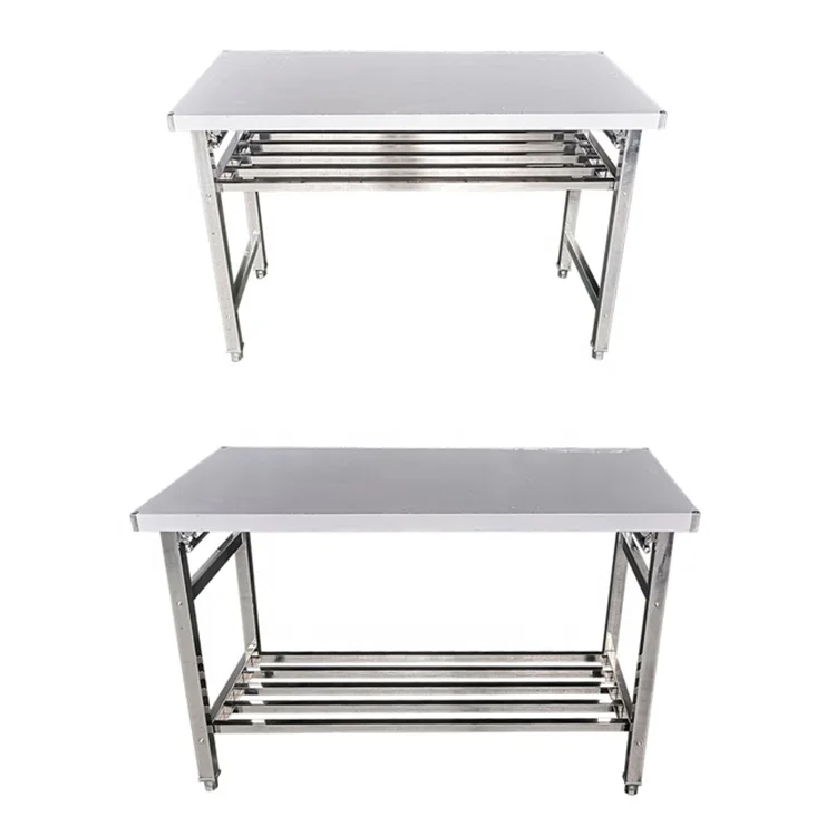 Base Hotel Table Stainless Steel Folding Table Customized Style onlocation hospitality Steel Folded Table for Hotel Furniture