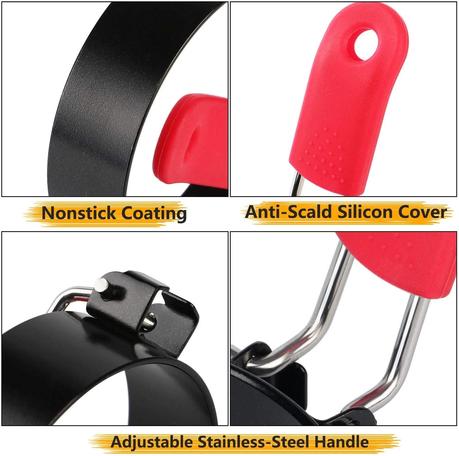 Round Cooking Tools Handle Stainless Steel Non-Stick Round Fried egg circle Pancake Rings Mold