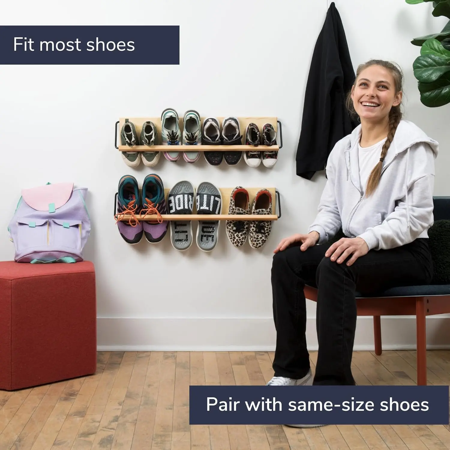 Wall mounted Wooden shoe rack Modern Entryway Shoe Rack Hallway Stylish Shoe Rack Wall Mounted