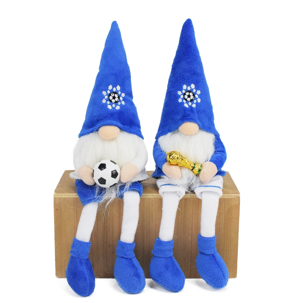 New Blue Gnomes Plush Swedish Tomte Soccer Gnomes Football Sport Gnome Gonk With Champion Trophy