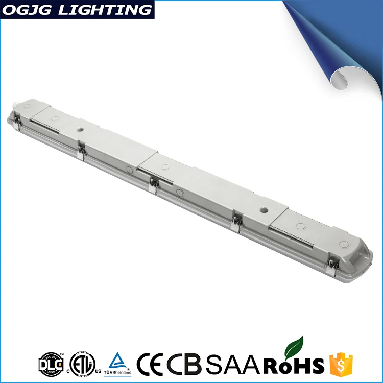 ETL DLC CE subway station ip65 tri-proof tube fixtures trunking system hanging batten lighting tunnel emergency led linear light