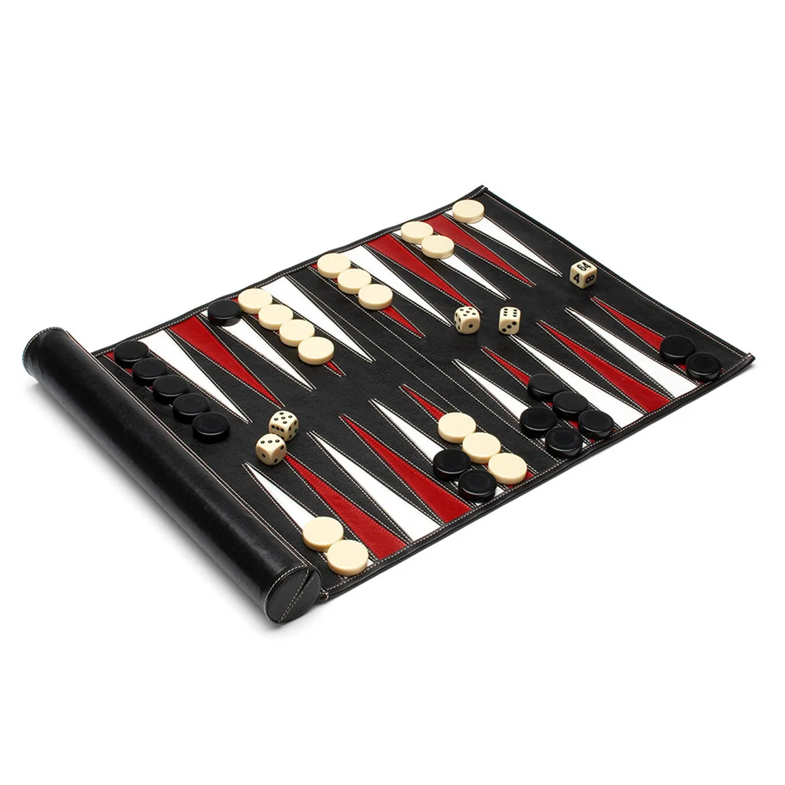 Custom Luxury Quality Genuine Leather Backgammon Roll Up Travel Portable Backgammon Set
