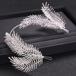 Feather Crown Hair hoop rhinestone Bride Crown headwear Wedding ornament