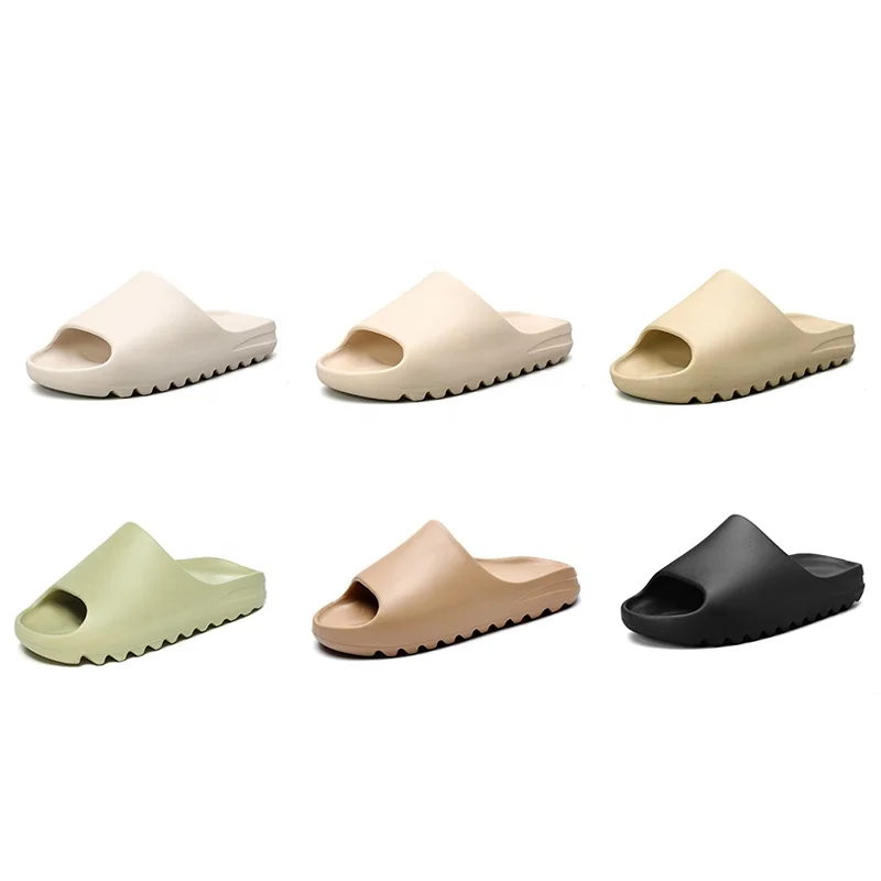 
2021 Custom New Unisex Summer Sandals Men Flat Slide Shoes Women Slip On Eva Yeezy Indoor Fish Mouth Beach Ladies Slippers 