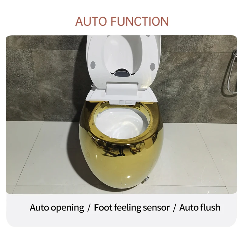 Luxury style sanitary ware ceramic smart toilet intelligent gold toilet electroplated WC Egg-shaped toilet