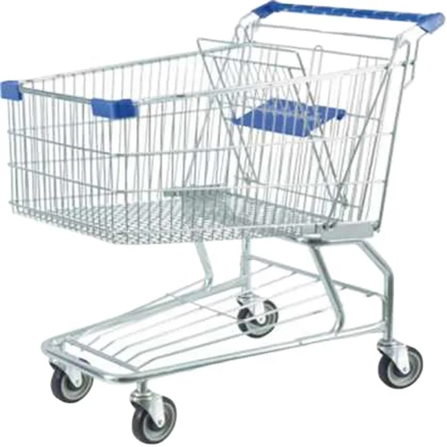 Steel Material and Zinc Plated Surface Handling American supermarket trolley with baby seat