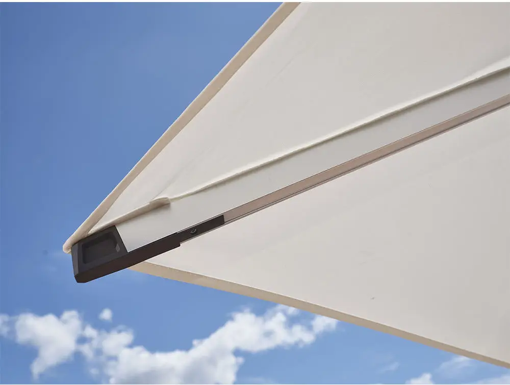 Outdoor Leisure Garden Aluminium Umbrellas Solar Light  Heavy Duty Parasol Rectangle Cantilever Roman Patio Umbrellas