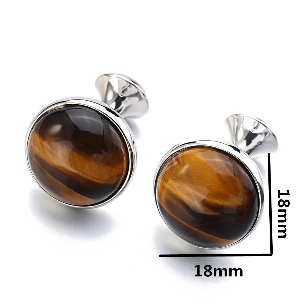 Горячие продажи французские официальные деловые Запонки подарок для мужчин аксессуары Простые запонки круглые с тигровым глазом каменные