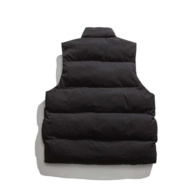 Retro Winter Contrast Color Sleeveless Stand Collar Thick Vest