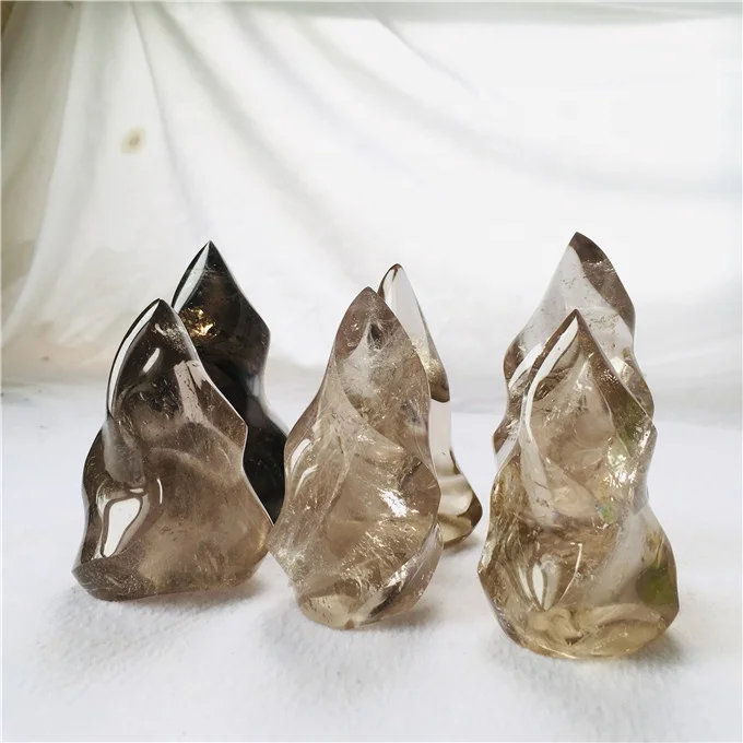 top quality polished dark tea smoky crystal quartz flame for healing