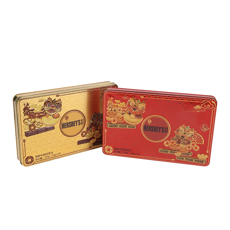 Food grade embossed cookie packaging tin pvc metal tin can clear lid rectangle empty tin box for tin can