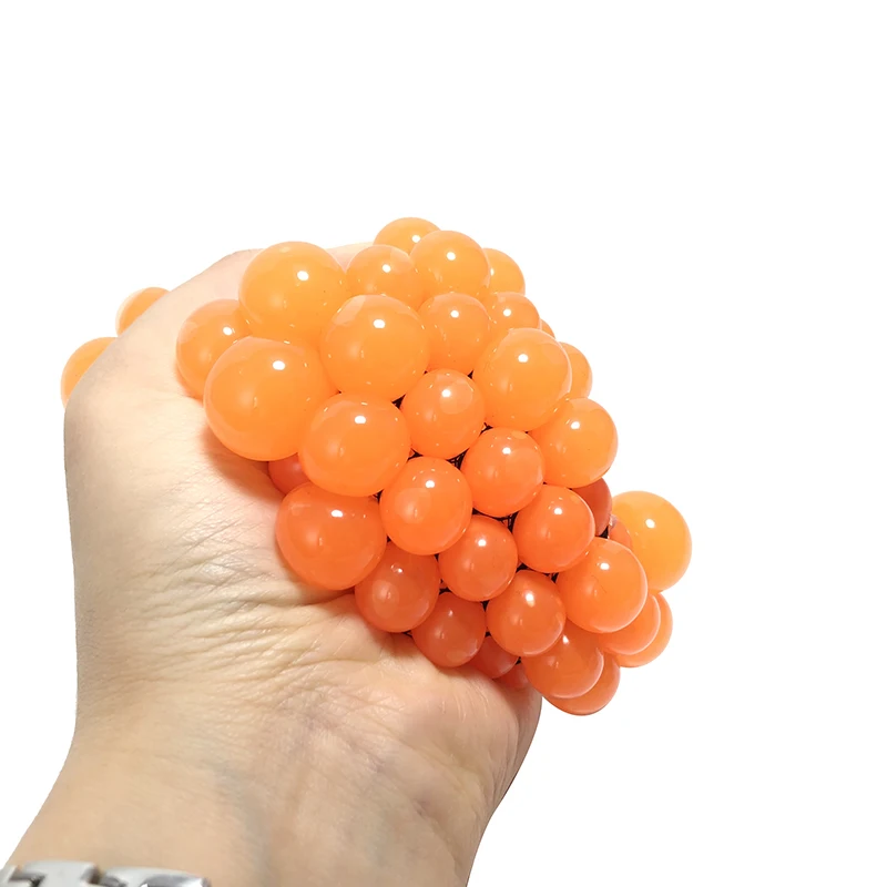 Wholesale Soft TPR Macarons Stress relieve Ball Squeeze Toy Net Ball With Fidget Toy Squishy Mesh Grape Ball For Kids