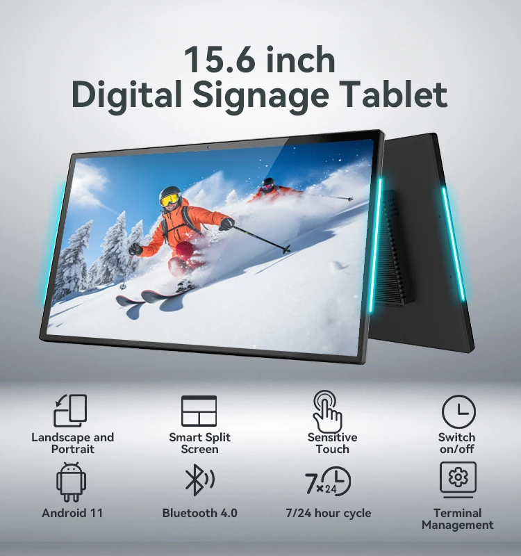 Wall mount 15.6 inch advertising Android 13 digital signage machine tablet pc