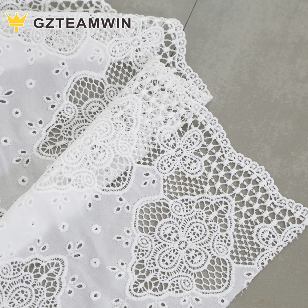 Прямая поставка с фабрики аксессуары для одежды Цветочный дизайн белое хлопковое кружево большой размер кружевная ткань вышивкой необычное