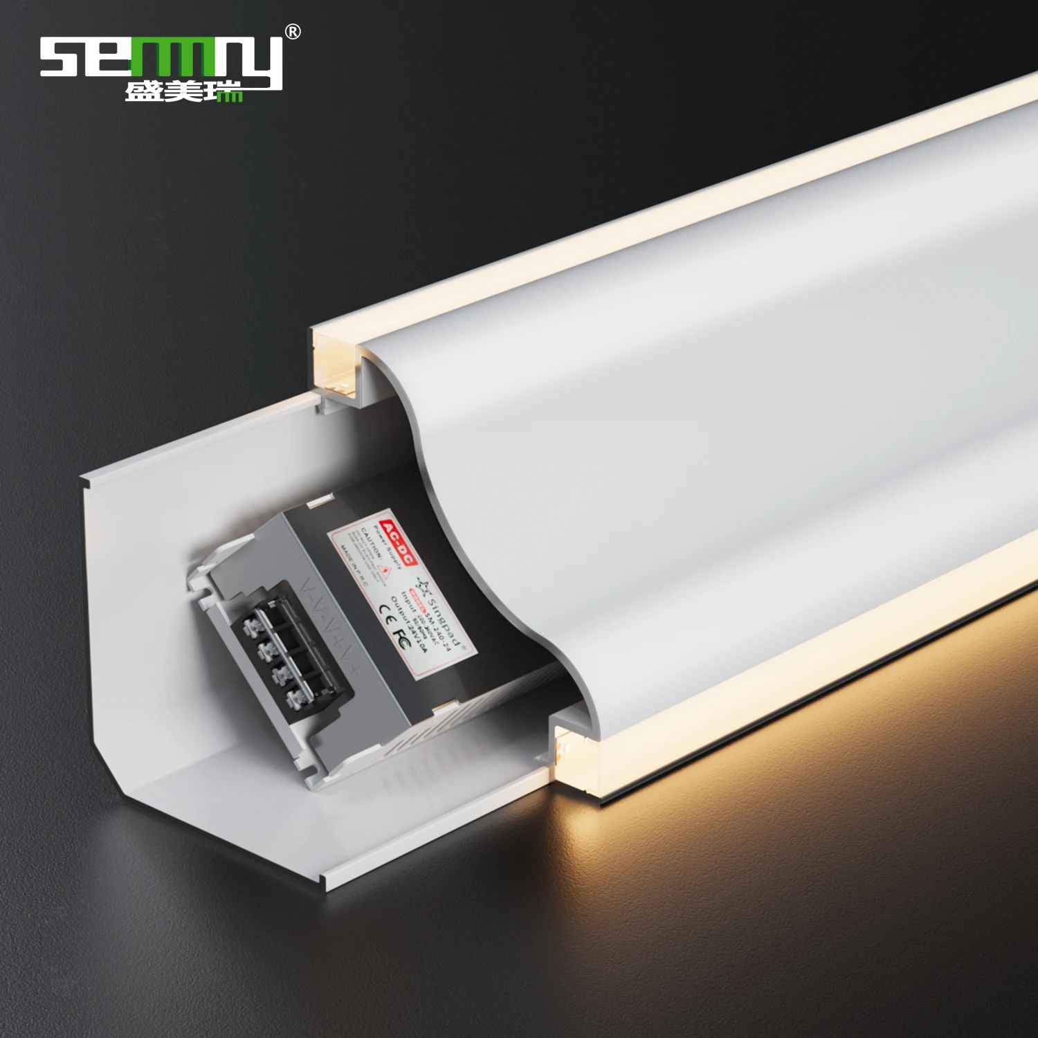 Gypsum LED Cove Light aluminum Profiles Light Corner Shape Modern Ceiling trim for Bedroom Living Room