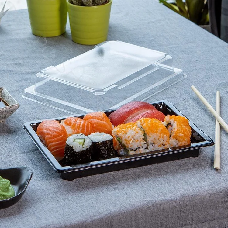 Disposable plastic packaging takeaway sushi box sushi container sushi tray with lid