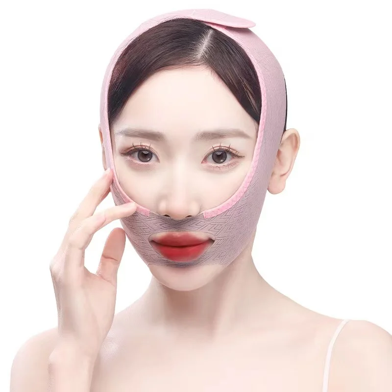 Face slimming artifact with statutory pattern puppet pattern bandage to improve double chin and delay sagging mask