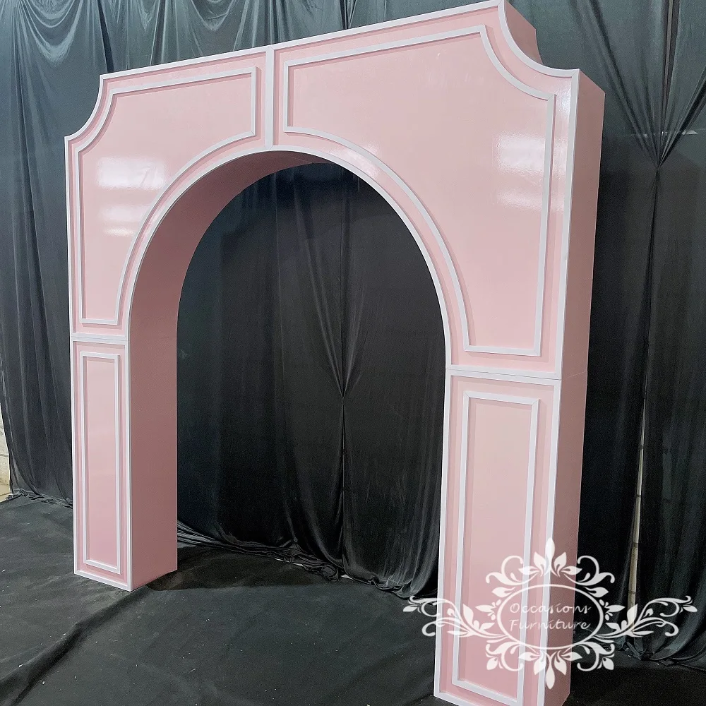 3D cutting event decor Acrylic Arches pink wedding arch