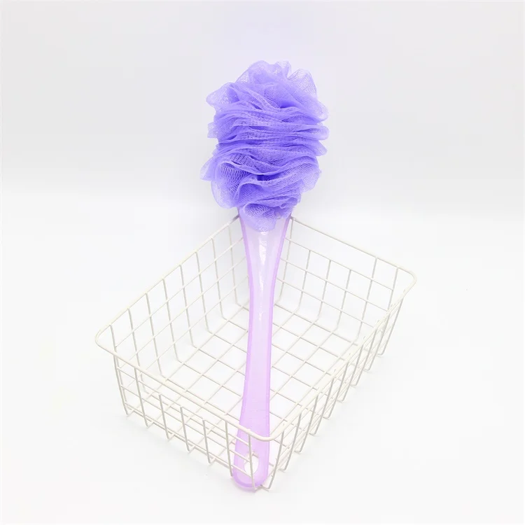 Plastic long handle shower ball massage body bath sponge shower loofahs customized mesh pouf bath sponge