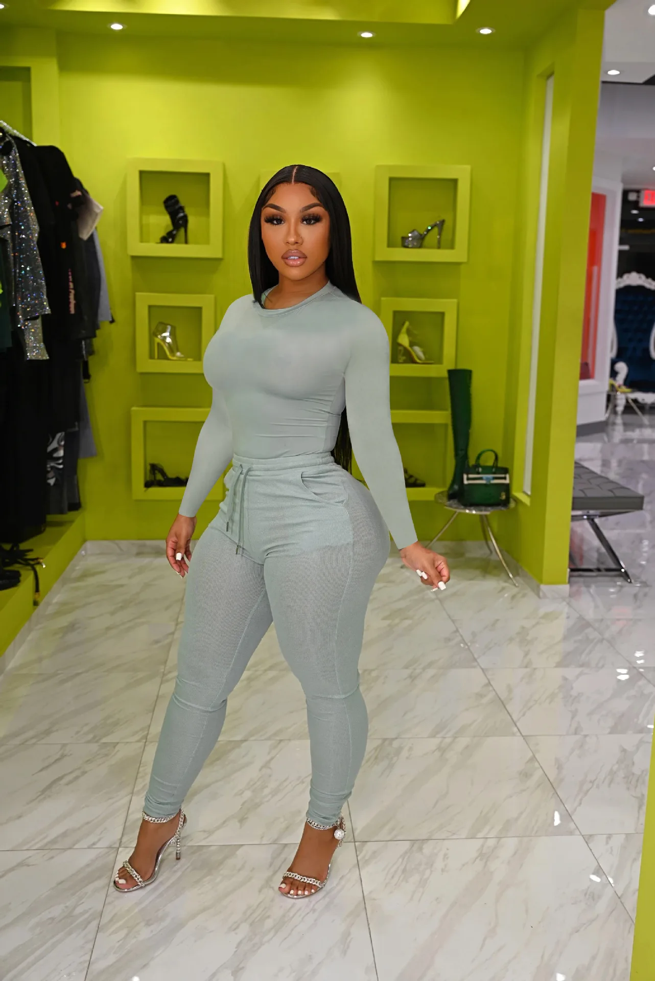 2021 New Arrivals Solid Women 2 Piece Legging Set Fall Clothes Drawstring Pants Matching