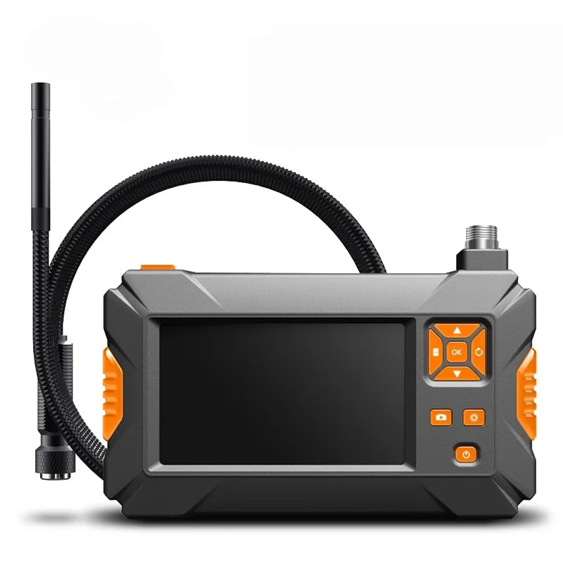 Endoscope Snake Camera with 4.3inch IPS Display 5m Waterproof Gooseneck Borescope Cable 8LEDs with 2600mAh 1080P Waterproof Lens